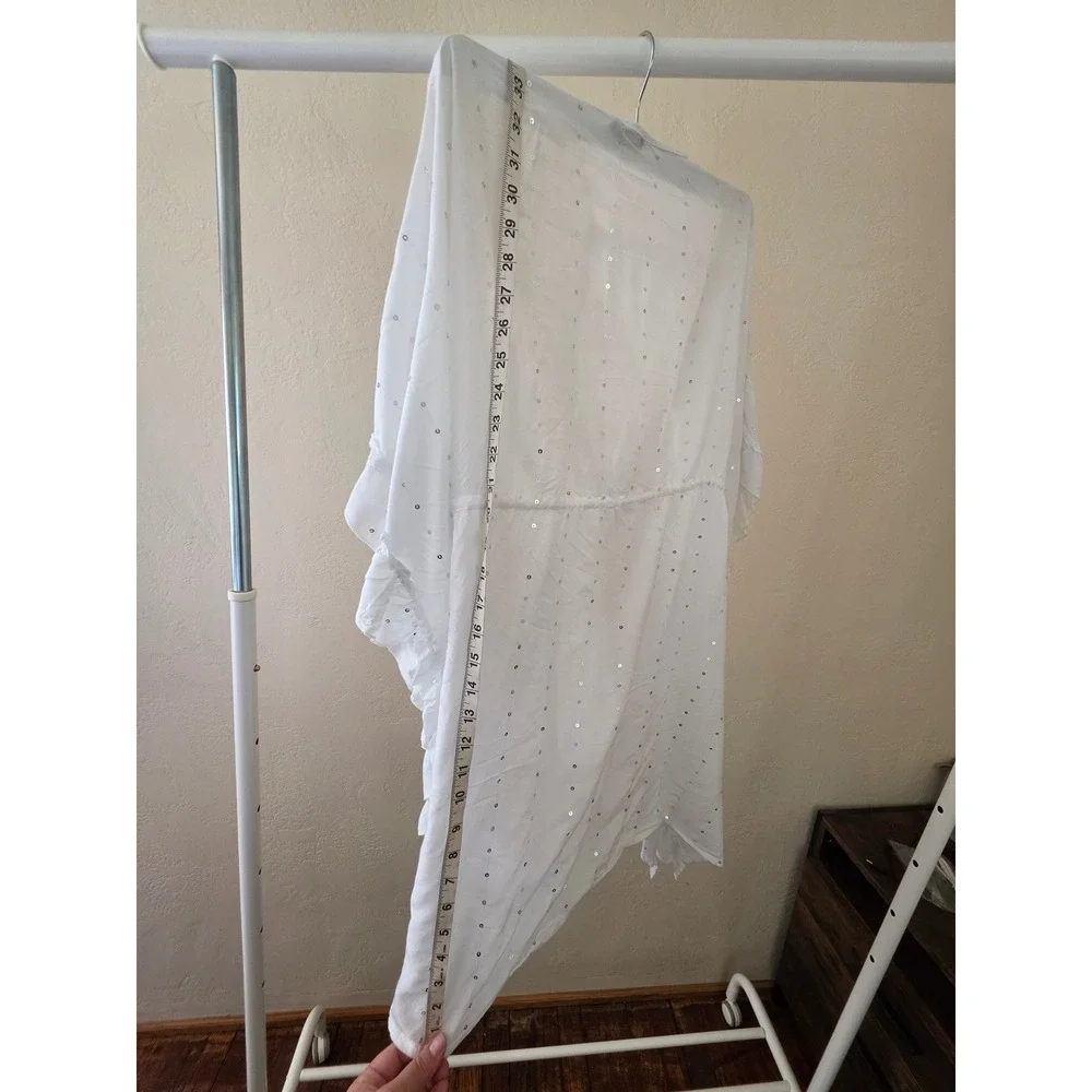 Calzedonia Boho Cottagecore White Gold Sparkles Soft‎ Cover Up